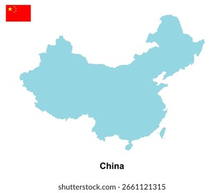 China Country Vector Map Isolated on White Background