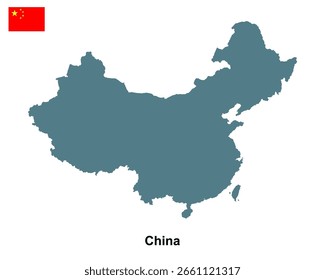 Mapa del Vector de China Country aislado en el fondo blanco