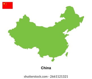 Mapa del Vector de China Country aislado en el fondo blanco