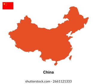 Mapa del Vector de China Country aislado en el fondo blanco