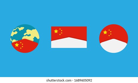 ๊Save China from Covid-19 disease  by using medical mask icons, Concept illustration vector isolated on background