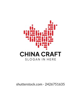 China Handwerk mit Karte Gurtband geformt Icon Logo Design illustriert