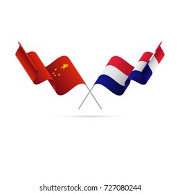 China and Croatia flags. Vector illustration.