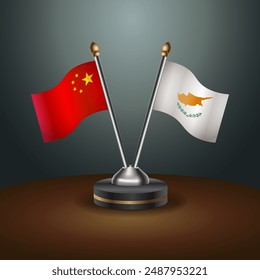 China and Cyprus table flags relation with gradient backgrund