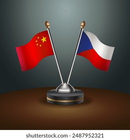 China and Czech Republic table flags relation with gradient backgrund