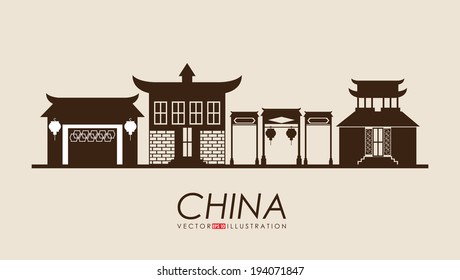 China design over yellow background, vector illustration