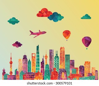 China detailed skyline. Vector illustration