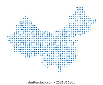 Mapa de puntos de China. Forma de estilo digital de Country. Imagen de Vector de China. Country forma puntos circulares azules. Ilustración vectorial creativa.