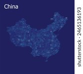 china dotted map blue background