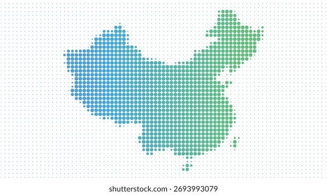 China gepunktete Karte im modernen Halbtonstil, Vektorgrafik auf weißem Hintergrund