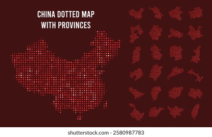 china dotted map with provinces
