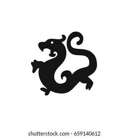 China Dragon simple logo, icon, zodiac symbols. Vector label