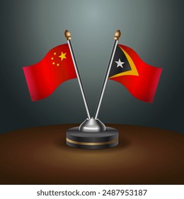 China and East Timor table flags relation with gradient backgrund