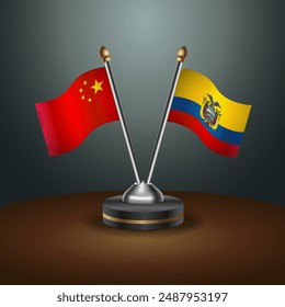 China and Ecuador table flags relation with gradient backgrund