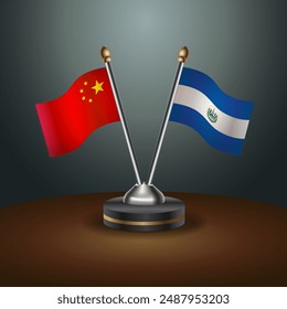 China and El Salvador table flags relation with gradient backgrund