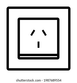 China Electrical Socket Icon. Editable Bold Outline Design. Vector Illustration.