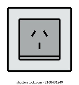 China Electrical Socket Icon. Editable Bold Outline With Color Fill Design. Vector Illustration.