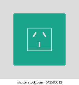 China electrical socket icon. Gray background with green. Vector illustration.