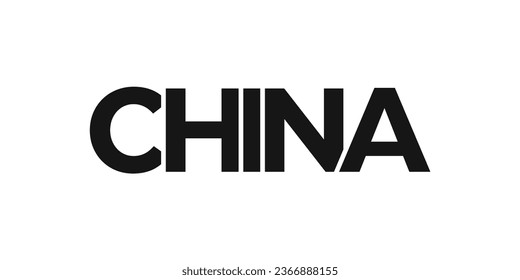 China emblem for print and web. Design features geometric style, vector illustration with bold typography in modern font. Graphic slogan lettering isolated on white background.
