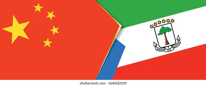 China and Equatorial Guinea flags, two vector flags symbol of relationship or confrontation.