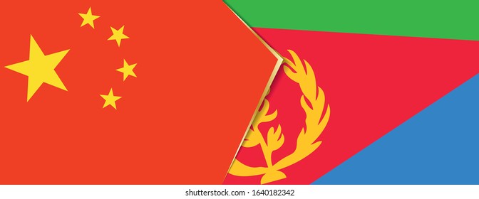 China and Eritrea flags, two vector flags symbol of relationship or confrontation.