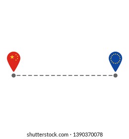 From China To Eu Map Pin Route Vector