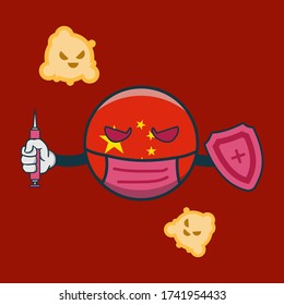 china fight corona virus vector illustration icon