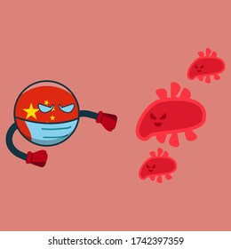 china fight with virus vector illustration icon