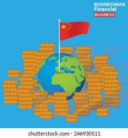 China financial concept design on blue background,clean vector