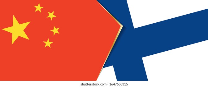 China and Finland flags, two vector flags symbol of relationship or confrontation.