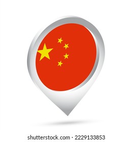 China markiert das 3D-Pin-Symbol. Vektorgrafik.