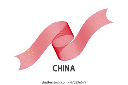 China flag. Abstract China ribbons isolated on white.