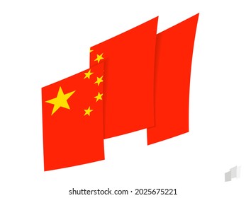 Bandera de China en un diseño abstracto arrancado. Diseño moderno de la bandera china. Icono del vector.