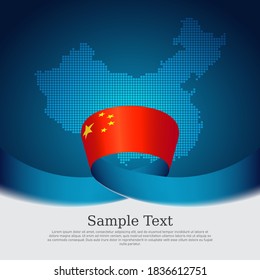 China flag background. Mosaic map, flag of china on a blue white background. National poster. Vector design. State chinese patriotic banner, cover, business flyer