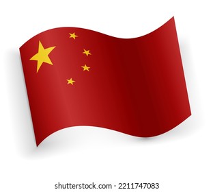 China flag bended and lying on white background