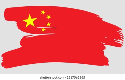Pinselfarbe für chinesische Flagge. Grunge-China-Flagge. China Emblem Pinsel Konzept