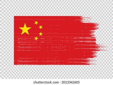 China flag with brush paint textured isolated  on png or transparent  background,Symbol of China, template for banner,card,advertising ,promote,ads, web design, magazine,vector illustration 