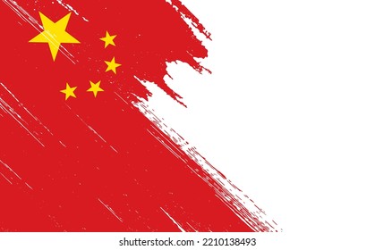 China flag with brush paint textured  on  white background