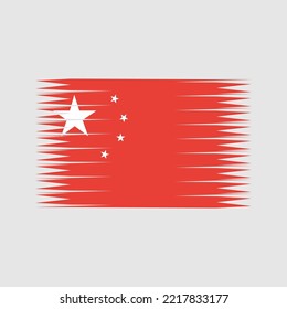 China Flag Brush Strokes Painted