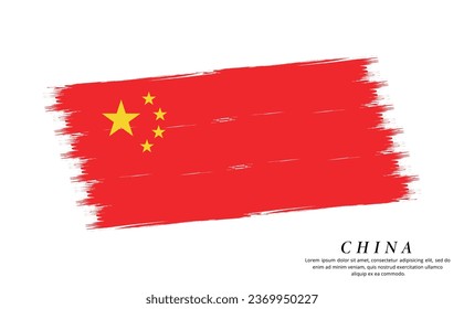 China flag brush vector background. Grunge style country flag of China brush stroke isolated on white background