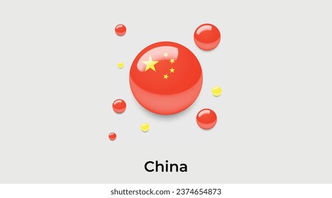 China Flaggenblase Kreis um Form Symbol bunte Vektorgrafik