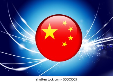 China Flag Button on Abstract Modern Light Background Original Illustration