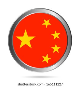China flag button on a white background. Vector illustration.
