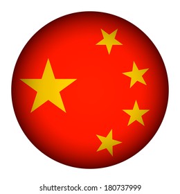 China flag button on a white background. Vector illustration.