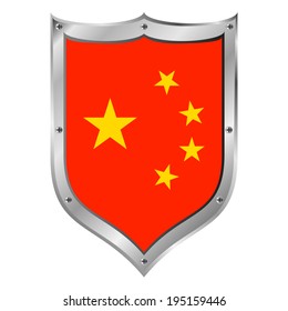 China flag button on a white background. Vector illustration.