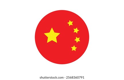 China flag circle. Chinese flag round. China flag circle transparent png. vector
