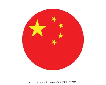 China flag circle. China official flag, The national flag of the People's Republic of China. Chinese national flag. Correct proportions and colors. Vector illustration