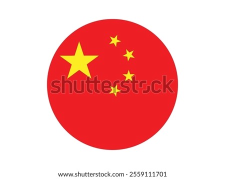 China flag circle. China official flag, The national flag of the People's Republic of China. Chinese national flag. Correct proportions and colors. Vector illustration