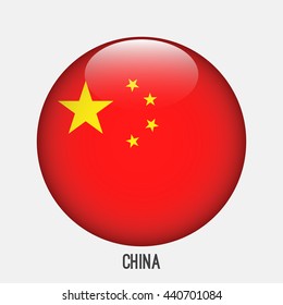 China flag in circle shape. Transparent,glossy,glass button