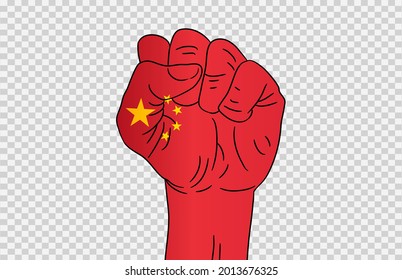 China flag colored hand isolated on png or transparent  background, Symbols of China template for banner,card,advertising ,promote,ads, web design, magazine,vector